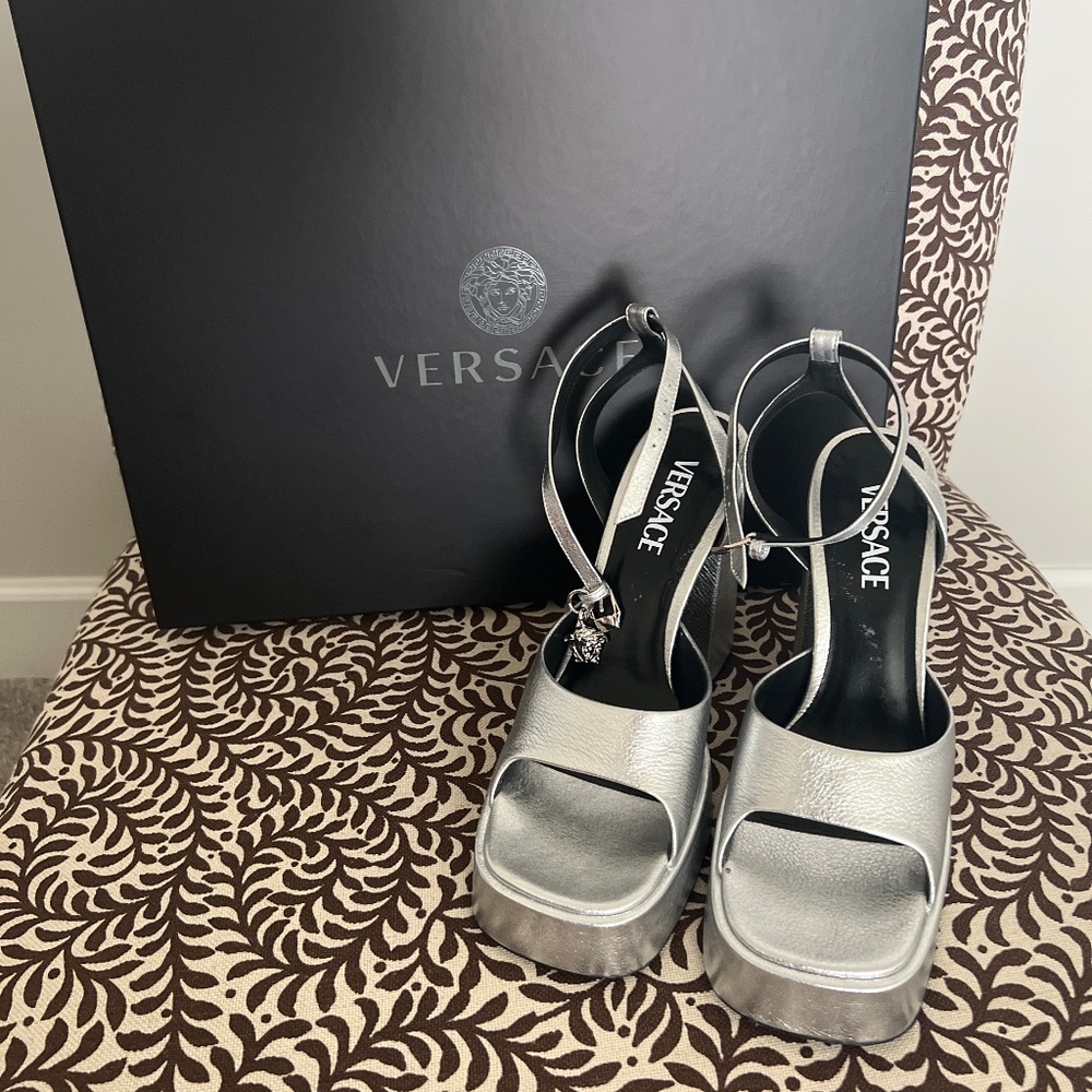 Silver Versace Platform Sandals - image 1
